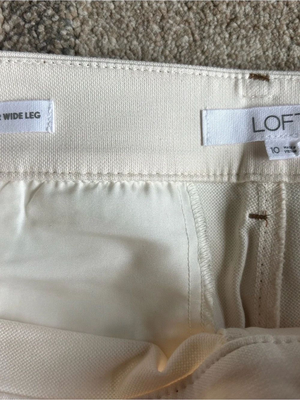 LOFT Palmer Wide Leg Women’s Pants, Size 10, off white cream Like New - Picture 2 of 11